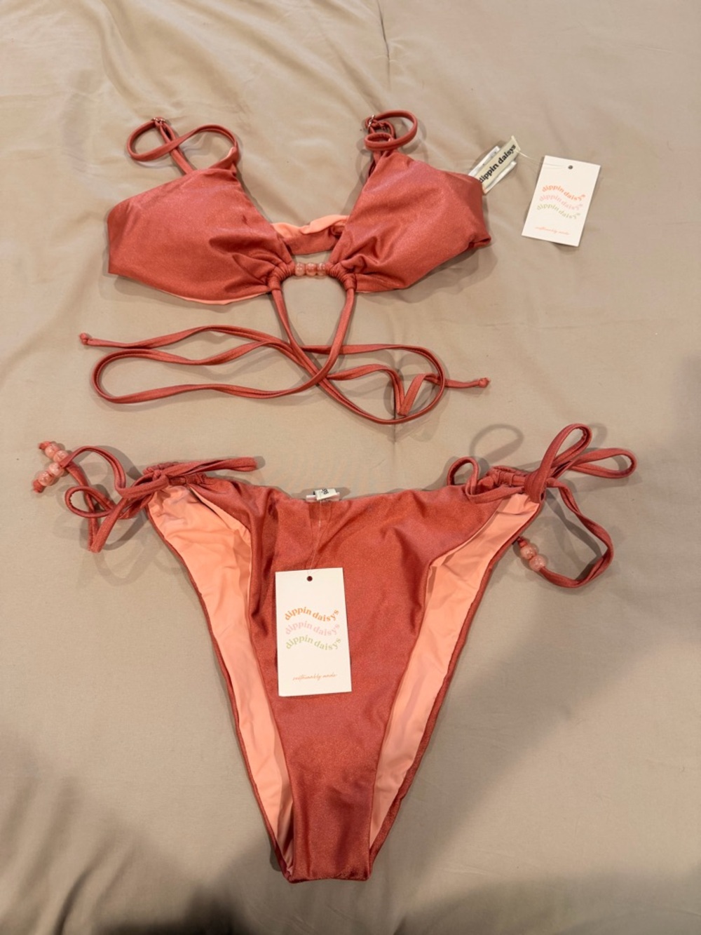 Dippin' Daisy's Rusty Rose Shimmer String Bikini Set
